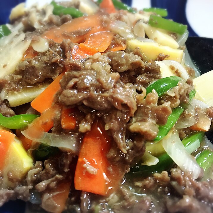 野菜たっぷり!八宝菜風牛肉とたけのこの中華あんかけ